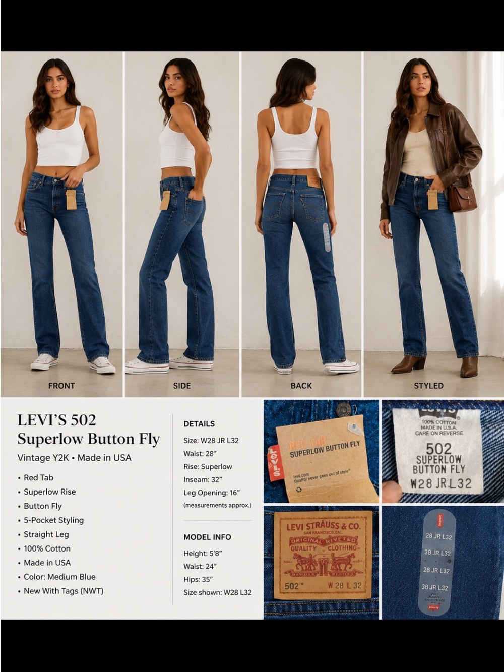 Levi’s vintage 502 super low buttonfly